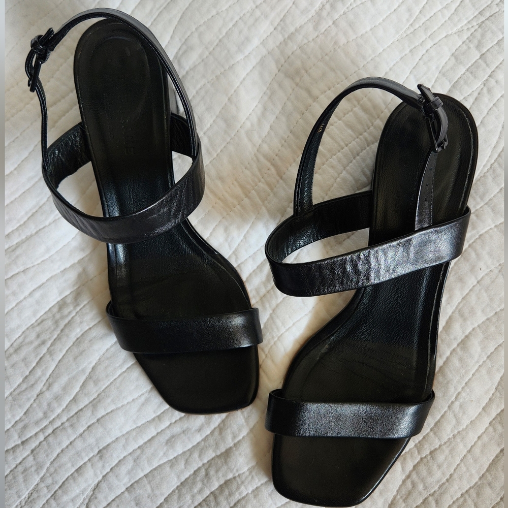 Everlane The Double-Strap Block Heel Sandal Leather Made In Italy Size 6.5 - Picture 1 of 8